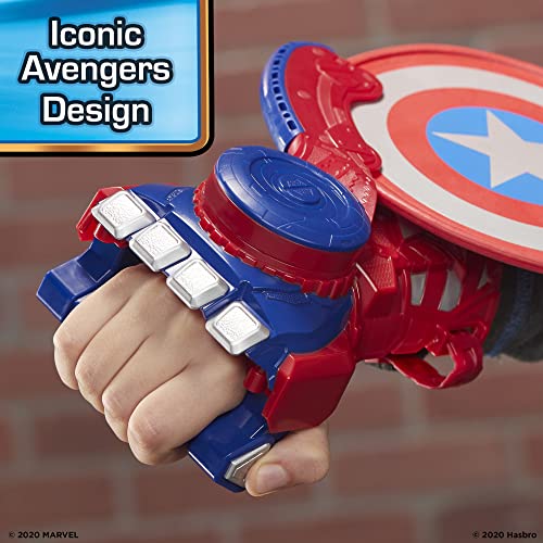 Marvel Nerf Power Moves Avengers Captain America Shield Sling Disc-Launching Toy for Kids Roleplay, Toys for Ages 5 and Up (Amazon Exclusive)