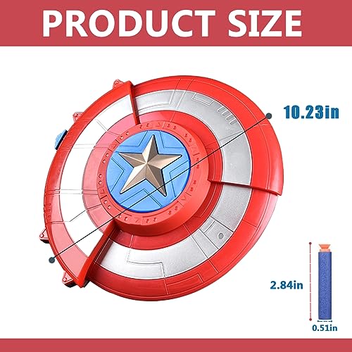 SDSSJCK Captain America Dart Shooting Shield with Double Shoot Blaster and 20 Darts for Nerf Guns Toy, Kids Boys Toddlers Gun Toys Gift for Age 3 5 7 8 12 Years Old Easter Birthday Holiday Party
