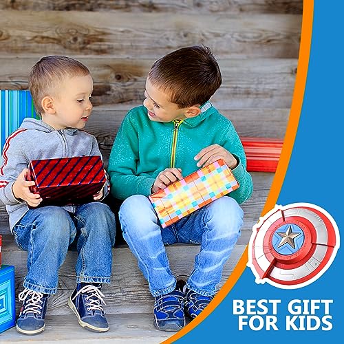 SDSSJCK Captain America Dart Shooting Shield with Double Shoot Blaster and 20 Darts for Nerf Guns Toy, Kids Boys Toddlers Gun Toys Gift for Age 3 5 7 8 12 Years Old Easter Birthday Holiday Party