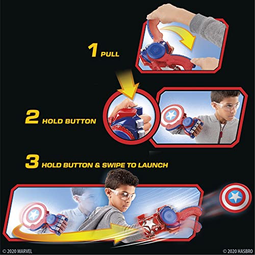 Marvel Nerf Power Moves Avengers Captain America Shield Sling Disc-Launching Toy for Kids Roleplay, Toys for Ages 5 and Up (Amazon Exclusive)