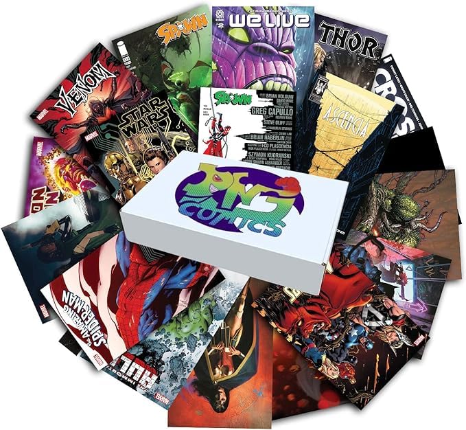 DNJ COMICS Marvel Comics, DC Comics & Indie Comic Books Collection 25 Pack - Comic Book Gift Box for Teens and Adults - Great Mix of Unique Comic Books