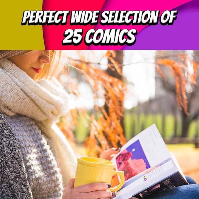 DNJ COMICS Marvel Comics, DC Comics & Indie Comic Books Collection 25 Pack - Comic Book Gift Box for Teens and Adults - Great Mix of Unique Comic Books