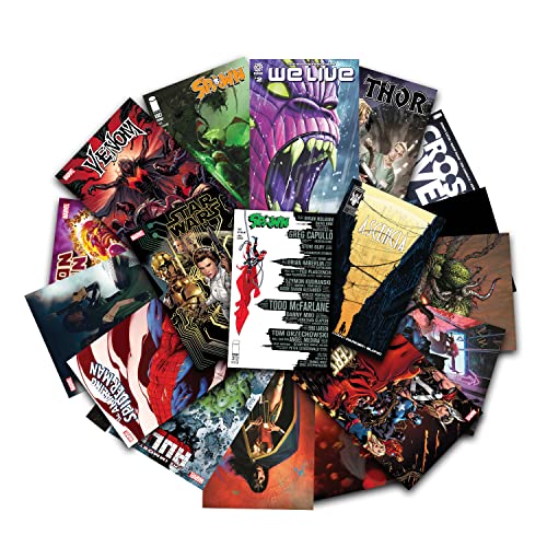 DNJ COMICS Marvel Comics, DC Comics & Indie Comic Books Collection 25 Pack - Comic Book Gift Box for Teens and Adults - Great Mix of Unique Comic Books