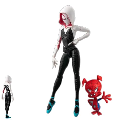 QUUUY S-Piderman: Into The Spider-Verse Spider Gwen Spider Ham SV Action Super Heroes 6 inches / 16 cm Joints Moveable PVC Figure Collectible Model Figurine Statue