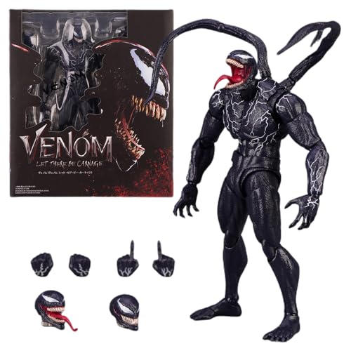 Venom Action Figure Amazing Spiderman Carnage Anime Action PVC Figure Movable Characters Model Statue Toys Desktop Ornaments or Kids Boys Birthday Gift-Venom (Updated Version Venom)