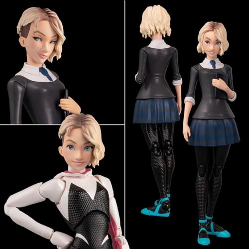 QUUUY S-Piderman: Into The Spider-Verse Spider Gwen Spider Ham SV Action Super Heroes 6 inches / 16 cm Joints Moveable PVC Figure Collectible Model Figurine Statue