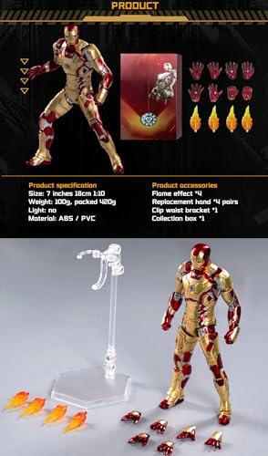 OVONNI Ironman Mark 42 Model Exquisite Painting All Joints Movable 7 Inch Collectible Action Figure