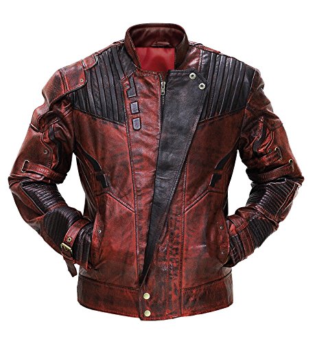 CHICAGO-FASHIONS Red Leather Jackets - Lord Distressed Maroon Leather Biker Jacket Men for Cosplay Costume
