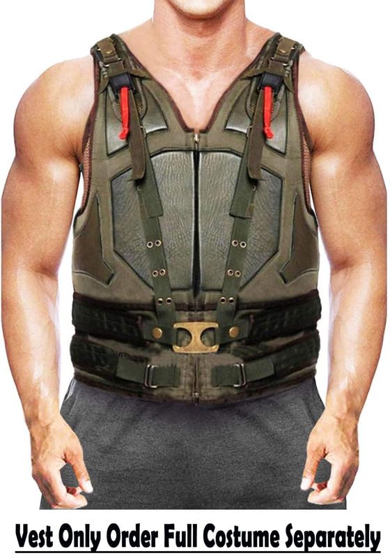 LP-FACON Mens Bane Vest Dark Knight Rises Tom Hardy Military Costume Vest, Faux Leather (4XL)