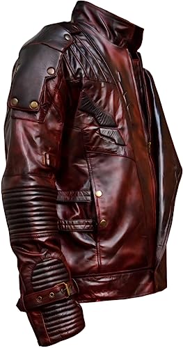 Dressesify Star-Lord Maroon Faux Leather Jacket (as1, alpha, x_l, regular, regular)