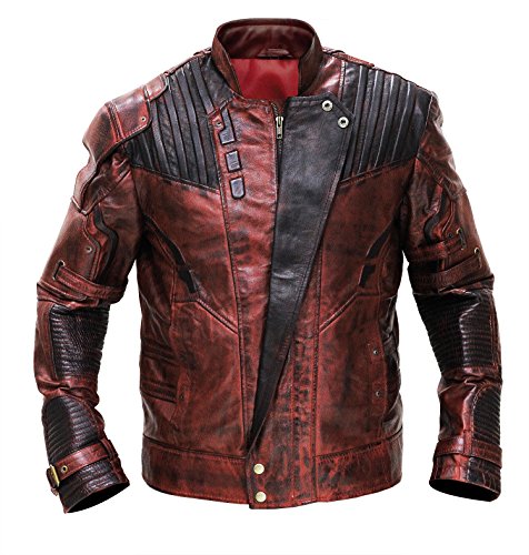 CHICAGO-FASHIONS Red Leather Jackets - Lord Distressed Maroon Leather Biker Jacket Men for Cosplay Costume