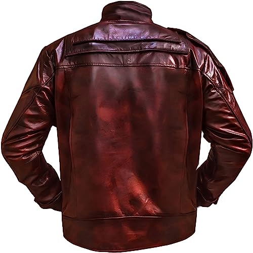 Dressesify Star-Lord Maroon Faux Leather Jacket (as1, alpha, x_l, regular, regular)