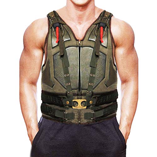 LP-FACON Mens Bane Vest Dark Knight Rises Tom Hardy Military Costume Vest, Faux Leather (4XL)