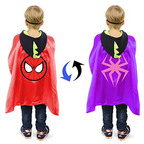 ALAOW Superhero Capes with Masks Double Side Dress up Costumes Festival Christmas Halloween Cosplay Birthday Party for Kids ( 4Sest)