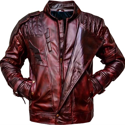 Dressesify Star-Lord Maroon Faux Leather Jacket (as1, alpha, x_l, regular, regular)