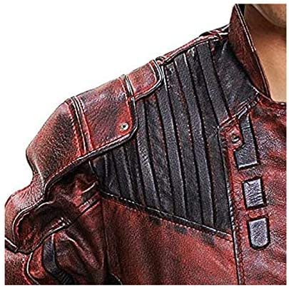 Mens Galaxy Star Chris Pratt Lord Distressed Maroon Guardians Peter Quill Jacket