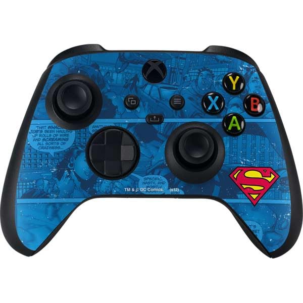 Skinit Decal Gaming Skin Compatible with Xbox Series X Bundle - Officially Licensed DC Comics Superman Logo Background Pattern Design