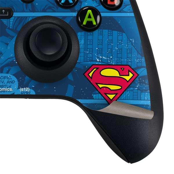 Skinit Decal Gaming Skin Compatible with Xbox Series X Bundle - Officially Licensed DC Comics Superman Logo Background Pattern Design