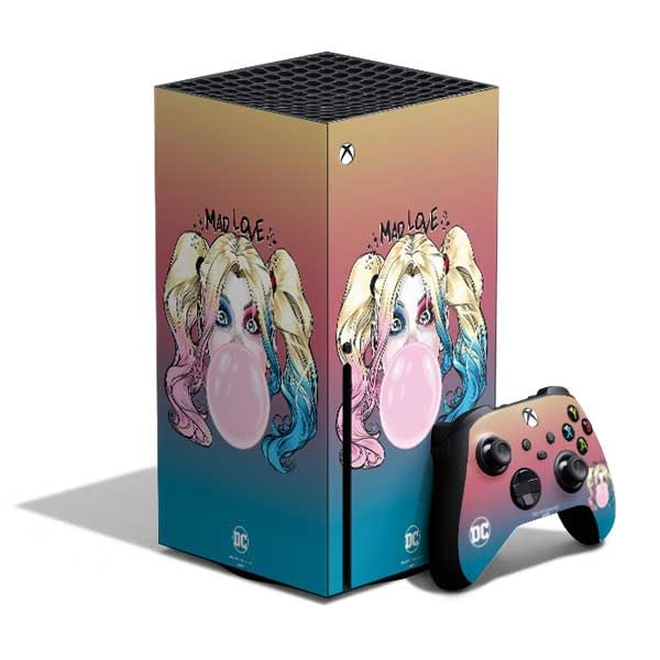Skinit Decal Gaming Skin Compatible with Xbox Series X Bundle - Officially Licensed DC Comics Harley Quinn Mad Love Design