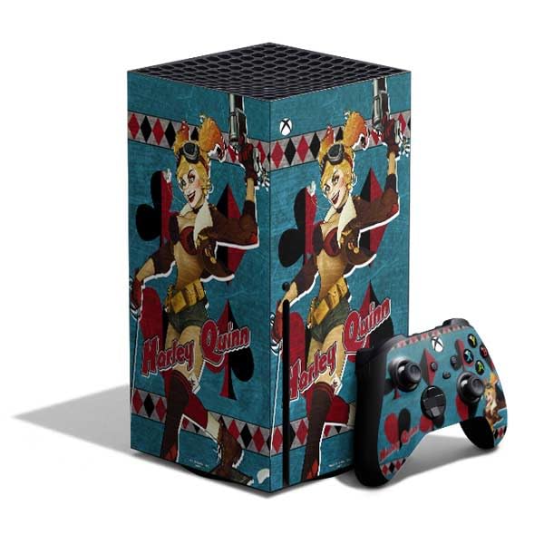 Skinit Decal Gaming Skin Compatible with Xbox Series X Bundle - Officially Licensed DC Comics Bombshells Harley Quinn Design