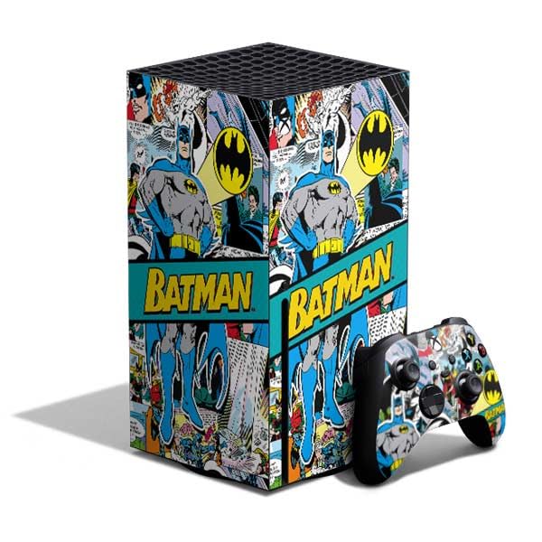 Skinit Decal Gaming Skin Compatible with Xbox Series X Bundle - Officially Licensed DC Comics Batman Vintage Pose Collage Art Design