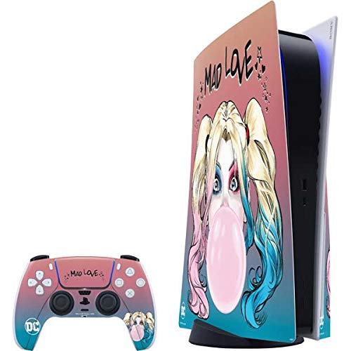 Skinit Decal Gaming Skin Compatible with PS5 Bundle - Officially Licensed DC Comics Harley Quinn Mad Love Design