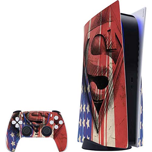 Skinit Decal Gaming Skin Compatible with PS5 Bundle - Officially Licensed DC Comics Superman Crest Design