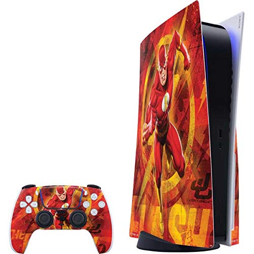 Skinit Decal Gaming Skin Compatible with PS5 Bundle - Officially Licensed DC Comics The Flash Action Pose Design