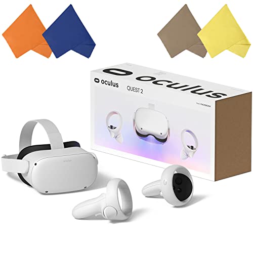 Oculus Newest Quest 2 VR 256GB Bundle for Family Christmas Holiday Entertainments, Advanced All-in-One Virtual Reality Gaming Headset — 4 Colors Glasses Cleaning Cloth