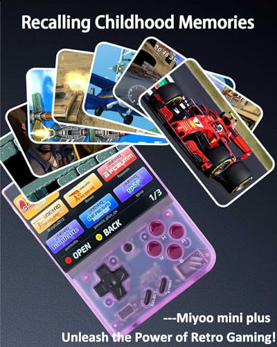 Miyoo Mini Plus,Retro Handheld Game Console with 64G TF Card,Support 10000+Games,3.5-inch Portable Rechargeable Open Source Game Console Emulator with Storage Case.(Purple)