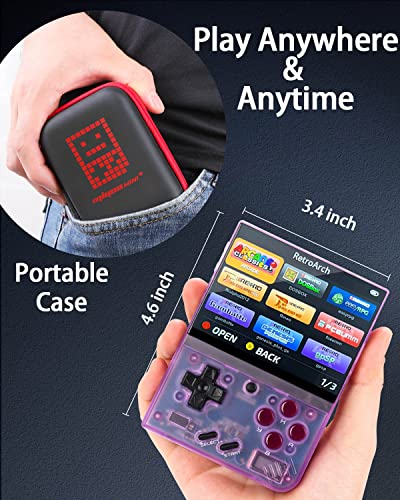 Miyoo Mini Plus,Retro Handheld Game Console with 64G TF Card,Support 10000+Games,3.5-inch Portable Rechargeable Open Source Game Console Emulator with Storage Case.(Purple)