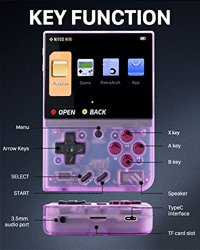 Miyoo Mini Plus,Retro Handheld Game Console with 64G TF Card,Support 10000+Games,3.5-inch Portable Rechargeable Open Source Game Console Emulator with Storage Case.(Purple)