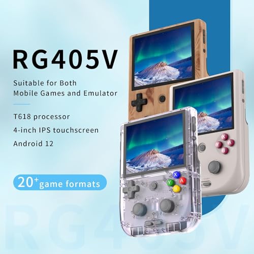 RG405V Retro Handheld Game, Android 12 Built-in 128G TF Card 3172 Games,4 inch IPS Touch Screen with Game Front-end,RG405V Supports 5G WiFi Bluetooth 5.0 (Transparent Purple)