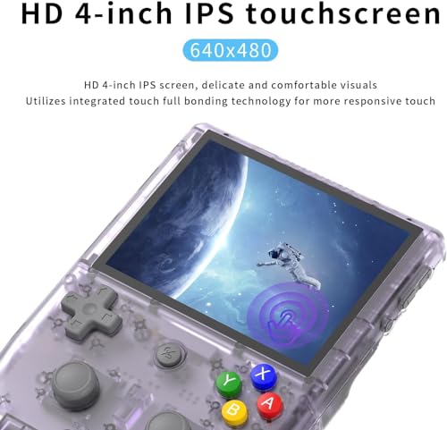 RG405V Retro Handheld Game, Android 12 Built-in 128G TF Card 3172 Games,4 inch IPS Touch Screen with Game Front-end,RG405V Supports 5G WiFi Bluetooth 5.0 (Transparent Purple)