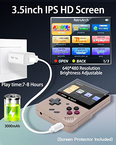Miyoo Mini Plus,Retro Handheld Game Console with 64G TF Card,Support 10000+Games,3.5-inch Portable Rechargeable Open Source Game Console Emulator with Storage Case.(Grey)