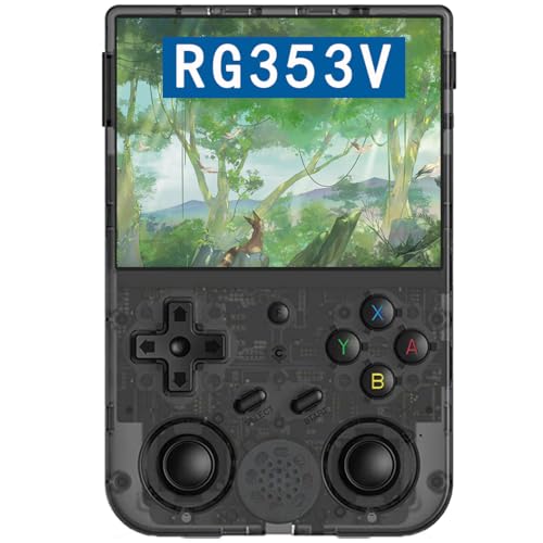 RG353V Emulator Handheld Game Console 17000+ Classic Games 64G Card, 3.5-Inches Display Dual OS Android 11, Linux System Support , RK3566 Chip(RG353V- Dual OS - Black)