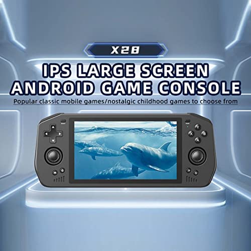 Powkiddy X28 Handheld Retro Gaming Console, 4G+64G 5.5 Inch T618 Portable Arcade Video Game Console for Kids Adults, Support WiFi & Bluetooth Game Battle, 5000mAh