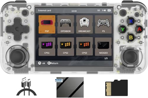 RG35XX H Handheld Game Console, 3.5'' IPS Screen Linux OS 3300mAH Battery Retro Video Games Player, Built-in 64+128G TF Card 10000+ Games, Support 5G WiFi Bluetooth TV Output