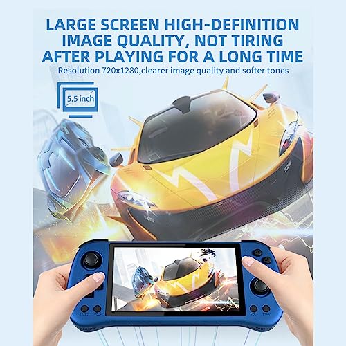 X55 Handheld 16G+256G Retro Arcade Handheld Game Console Built-in 30,000 Games, JELOS System & RK3566 CPU, 5.5-Inch Portable Video Gaming Console for Kids Adults - Blue