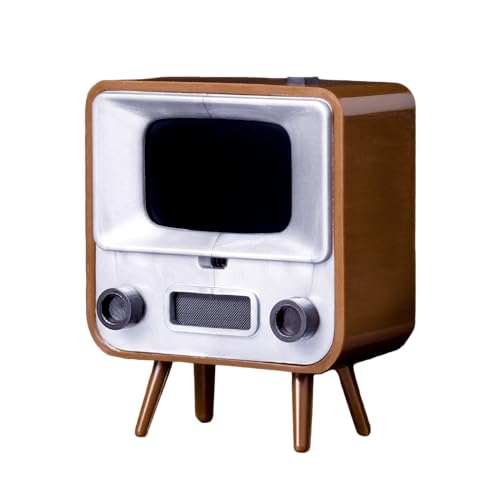 TinyTV 2 - Portable Retro Television with Working Rotary knobs - Load Your own Videos Easily via USB onto Your own minature TV (Brown)