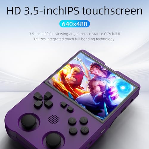 XU10 Retro Handheld Game Consoles, 3.5 inch IPS Screen, XU10 with a 64G Card Pre-Loaded 8000 Games, Support 20+ Kinds of Games Formats, with 3000 mAh Battery Life 6-8 Hours Purple