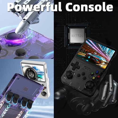 R36S Handheld Game Console 3.5 inch Preinstalled Emulator System Transparent Black 32GB+64GB
