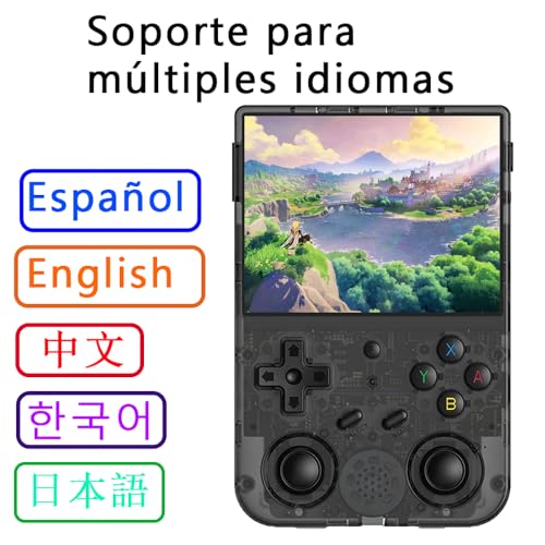 RG353V Emulator Handheld Game Console 17000+ Classic Games 64G Card, 3.5-Inches Display Dual OS Android 11, Linux System Support , RK3566 Chip(RG353V- Dual OS - Black)