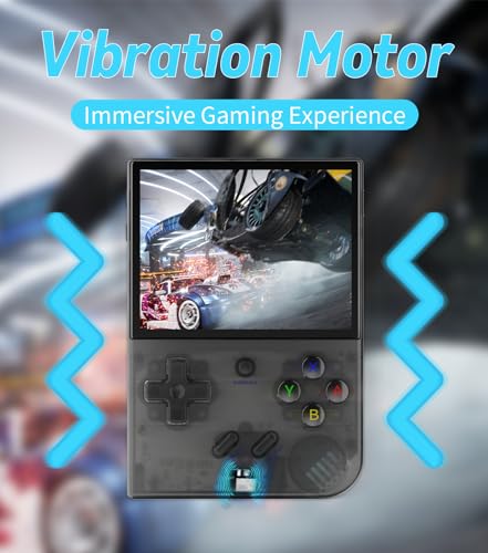 RG35XX Plus Retro Video Handheld Game Console Linux System 3.5 in IPS Screen Built-in 3300mAH Battery 64G TF Card Preinstalled 5500 Classic Games(Black T)