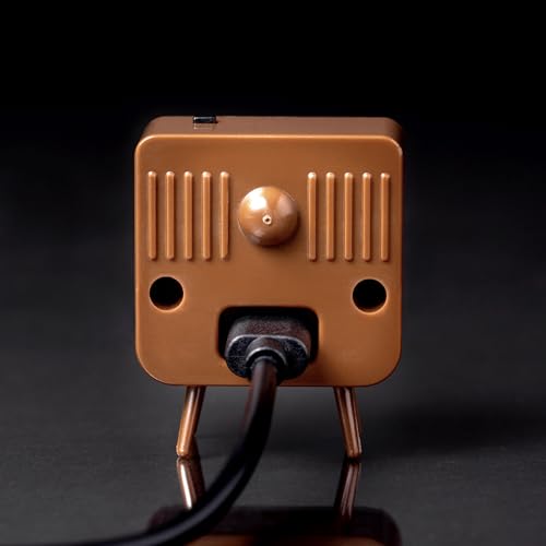 TinyTV 2 - Portable Retro Television with Working Rotary knobs - Load Your own Videos Easily via USB onto Your own minature TV (Brown)
