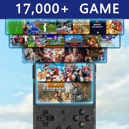 RG353V Emulator Handheld Game Console 17000+ Classic Games 64G Card, 3.5-Inches Display Dual OS Android 11, Linux System Support , RK3566 Chip(RG353V- Dual OS - Black)