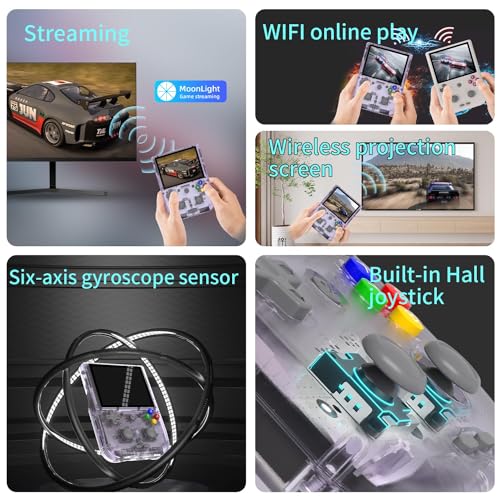 RG405V Retro Handheld Game Console, 4’’ IPS Touch Screen Android 12 System Game Player, Built-in 128G TF Card 3154 Games 5500mAh Battery, Support 5G WiFi Bluetooth 5.0 (Transparent Purple, 128G)