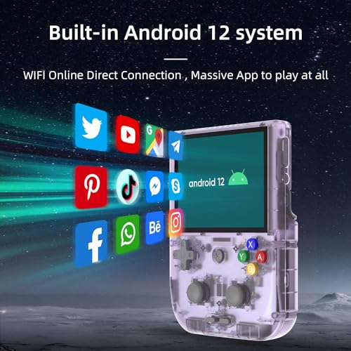RG405V Retro Handheld Game Console, 4’’ IPS Touch Screen Android 12 System Game Player, Built-in 128G TF Card 3154 Games 5500mAh Battery, Support 5G WiFi Bluetooth 5.0 (Transparent Purple, 128G)