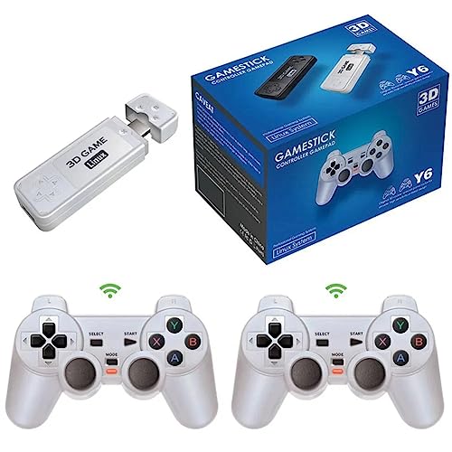 XIXIMENG Y6 Game Stick Retro Video Game Console 4K 128G 10000 Games Stick with 2.4G Wireless Controllers HD Output Game Machine Portable Christmas/Kids Gift