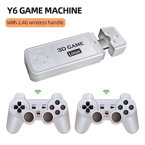 XIXIMENG Y6 Game Stick Retro Video Game Console 4K 128G 10000 Games Stick with 2.4G Wireless Controllers HD Output Game Machine Portable Christmas/Kids Gift